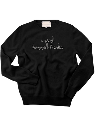 "i read banned books" Men's Crewneck Sweater Donation10p Black XS 