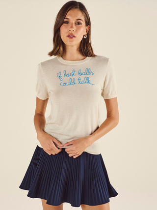 "if lost balls could talk..." Silk Cashmere Short Sleeve Crewneck