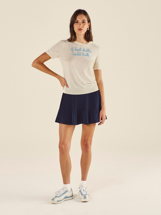"if lost balls could talk..." Silk Cashmere Short Sleeve Crewneck