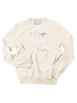 "i heart npr" Women's Crewneck Cashmere Core LINGUA FRANCA NYC Cream XS