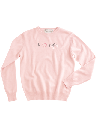 "i heart npr" Women's Crewneck Cashmere Core LINGUA FRANCA NYC Pale Pink XS