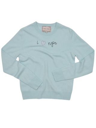 "i heart npr" Women's Crewneck Cashmere Core LINGUA FRANCA NYC Seafoam XS