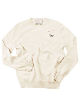 "i heart mn" Women's Crewneck Cashmere Core LINGUA FRANCA NYC Cream XS