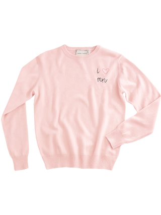 "i heart mn" Women's Crewneck Cashmere Core LINGUA FRANCA NYC Pale Pink XS