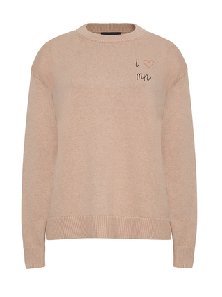 "i heart mn" Maxine Sweater Cotton Cashmere LINGUA FRANCA NYC Oatmeal XS