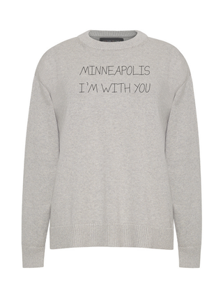 "minneapolis i'm with you" Maxine Sweater Cotton Cashmere LINGUA FRANCA NYC Smoke XS