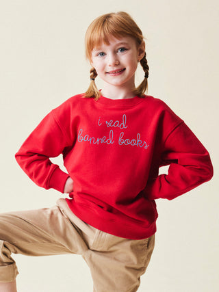 "i read banned books" kids' sweatshirt Sweatshirt Dubow 2T Red 