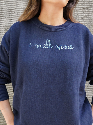 "i smell snow" Maxine Sweater Cotton Cashmere LINGUA FRANCA NYC