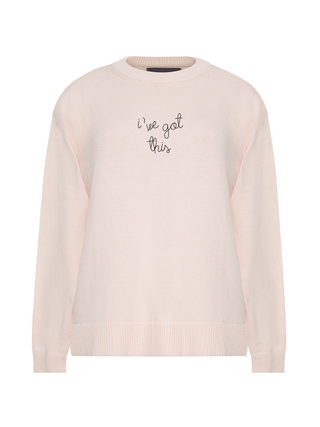 "i've got this" Maxine Sweater Cotton Cashmere LINGUA FRANCA NYC Pale Pink XS