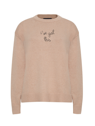 "i've got this" Maxine Sweater Cotton Cashmere LINGUA FRANCA NYC Oatmeal XS