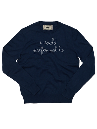 "i would prefer not to" Cotton Silk Crewneck 307 Other LINGUA FRANCA NYC Navy XS