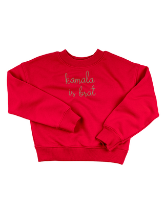 "kamala is brat" Kids' Sweatshirt Sweatshirt Ecovest Red 2T 