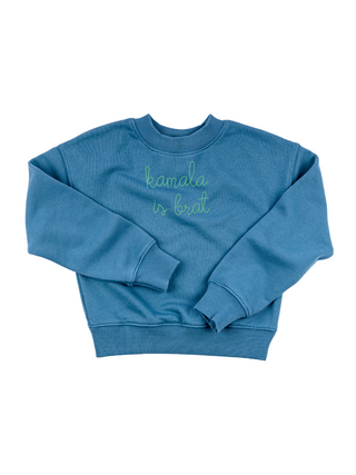 "kamala is brat" Kids' Sweatshirt Sweatshirt Ecovest Vintage Blue 2T 