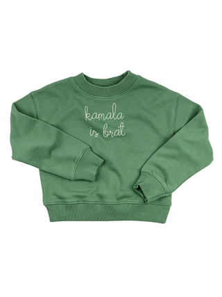 "kamala is brat" Kids' Sweatshirt Sweatshirt Ecovest Vintage Green 2T 