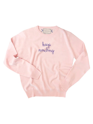 "keep marching" Crewneck Sweater Lingua Franca Pale Pink XS 