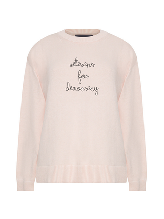 "veterans for democracy" Maxine Sweater Cotton Cashmere LINGUA FRANCA NYC Pale Pink XS