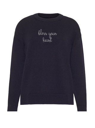 "bless your heart" Maxine Sweater Cotton Cashmere LINGUA FRANCA NYC Black XS
