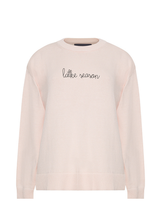 "latke season" Maxine Sweater Cotton Cashmere LINGUA FRANCA NYC Pale Pink XS