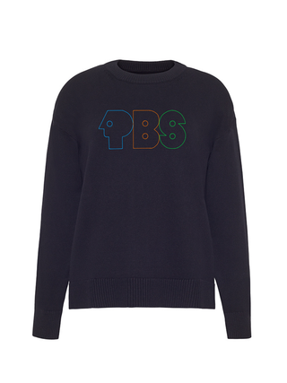 "pbs retro logo" Maxine Sweater Cotton Cashmere LINGUA FRANCA NYC Black XS