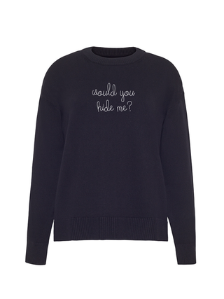 "would you hide me?" Maxine Sweater Cotton Cashmere LINGUA FRANCA NYC Black XS