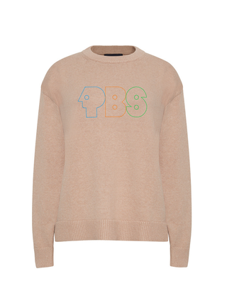 "pbs retro logo" Maxine Sweater Cotton Cashmere LINGUA FRANCA NYC Oatmeal XS