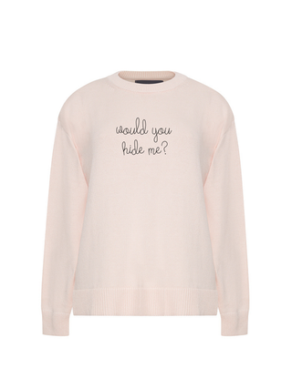 "would you hide me?" Maxine Sweater Cotton Cashmere LINGUA FRANCA NYC Pale Pink XS