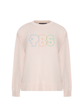 "pbs retro logo" Maxine Sweater Cotton Cashmere LINGUA FRANCA NYC Pale Pink XS
