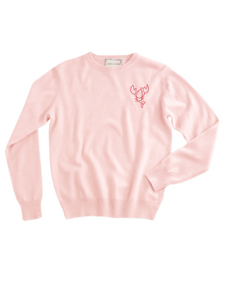 Lobster Crewneck Sweater Lingua Franca NYC Pale Pink XS 