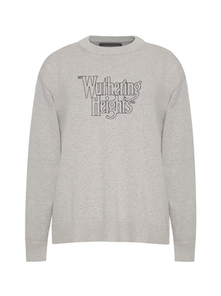"WUTHERING HEIGHTS logo" Maxine Sweater Cotton Cashmere LINGUA FRANCA NYC Smoke XS