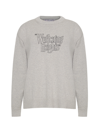 "WUTHERING HEIGHTS logo" Maxine Sweater Cotton Cashmere LINGUA FRANCA NYC Smoke XS