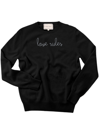 "love rules" Women's Crewneck Cashmere Core LINGUA FRANCA NYC Black XS