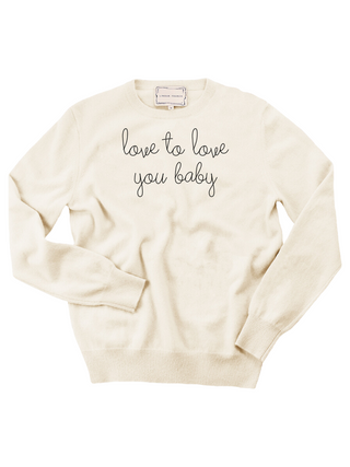 "love to love you baby" Crewneck Sweater Donation10p Cream XS 