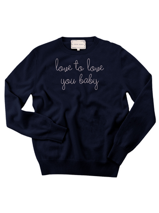 "love to love you baby" Crewneck Sweater Donation10p Navy XS 