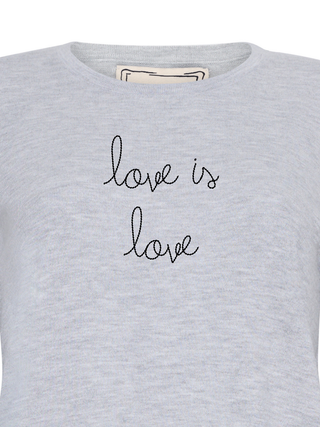 "love is love" Mara Crewneck Cotton Silk Core LINGUA FRANCA NYC