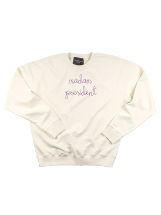 "madam president" Women's Sweatshirt Sweatshirt LINGUA FRANCA NYC Cream XS