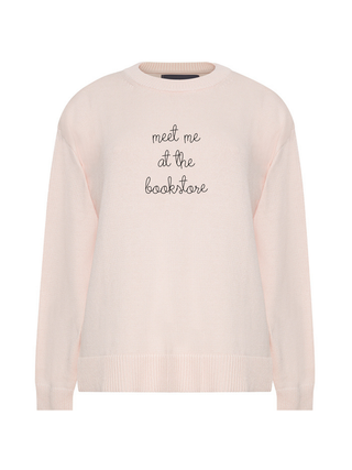 "meet me at the bookstore" Maxine Sweater Cotton Cashmere LINGUA FRANCA NYC Pale Pink XS