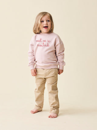 "meet me in montauk" Kids' Sweatshirt  Lingua Franca NYC 2T Light Pink 