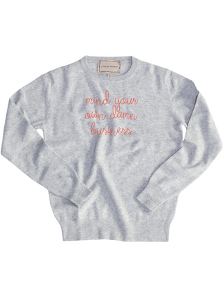 "mind your own damn business" Men's Crewneck Sweater LINGUA FRANCA NYC Smoke XS 