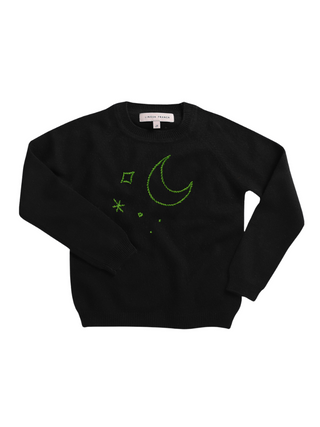 moon and stars Kids' Crewneck Sweater Lingua Franca NYC Black 2T 