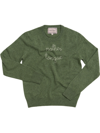 "mother tongue" Women's Crewneck Sweater Donation10p Olive XS 