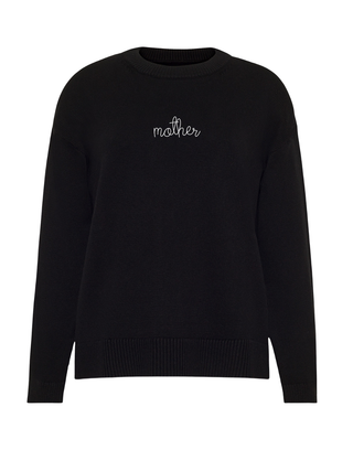 "mother" Maxine Sweater Cotton Cashmere LINGUA FRANCA NYC Black XS