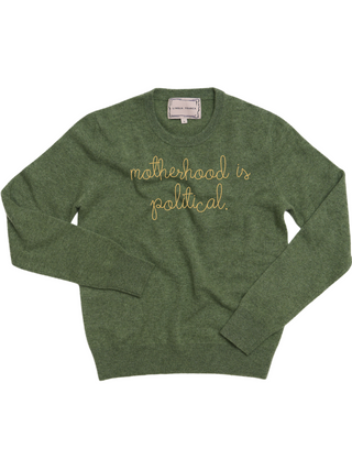 "motherhood is political" Women's Crewneck Sweater Donation10p Olive XS 