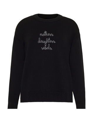 "mothers. daughters. rebels" Maxine Sweater Cotton Cashmere LINGUA FRANCA NYC Black XS