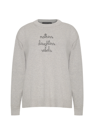 "mothers. daughters. rebels" Maxine Sweater Cotton Cashmere LINGUA FRANCA NYC Smoke XS