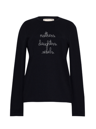 "mothers. daughters. rebels." Mara Crewneck Cotton Silk Core LINGUA FRANCA NYC Black XS