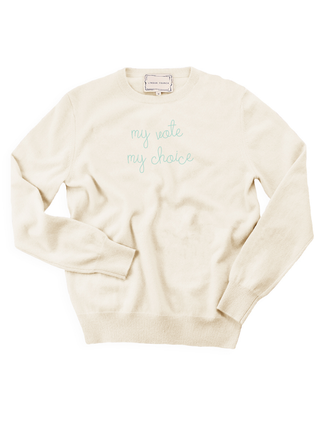 "my vote my choice" Crewneck Sweater Lingua Franca NYC Cream XS 