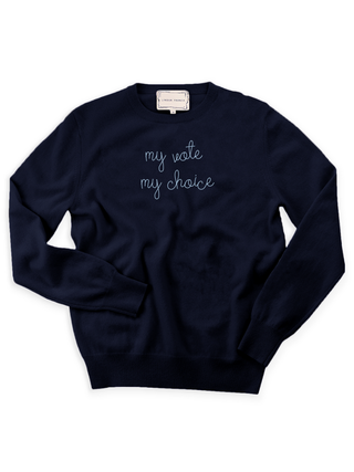 "my vote my choice" Crewneck Sweater Lingua Franca NYC Navy XS 