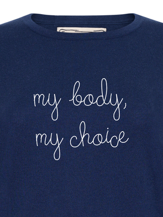 "my body my choice" Mara Crewneck Cotton Silk Core LINGUA FRANCA NYC