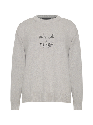 "he's not my type" Maxine Sweater Cotton Cashmere LINGUA FRANCA NYC Smoke XS