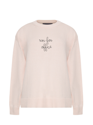 "run for office" Maxine Sweater Cotton Cashmere LINGUA FRANCA NYC Pale Pink XS
